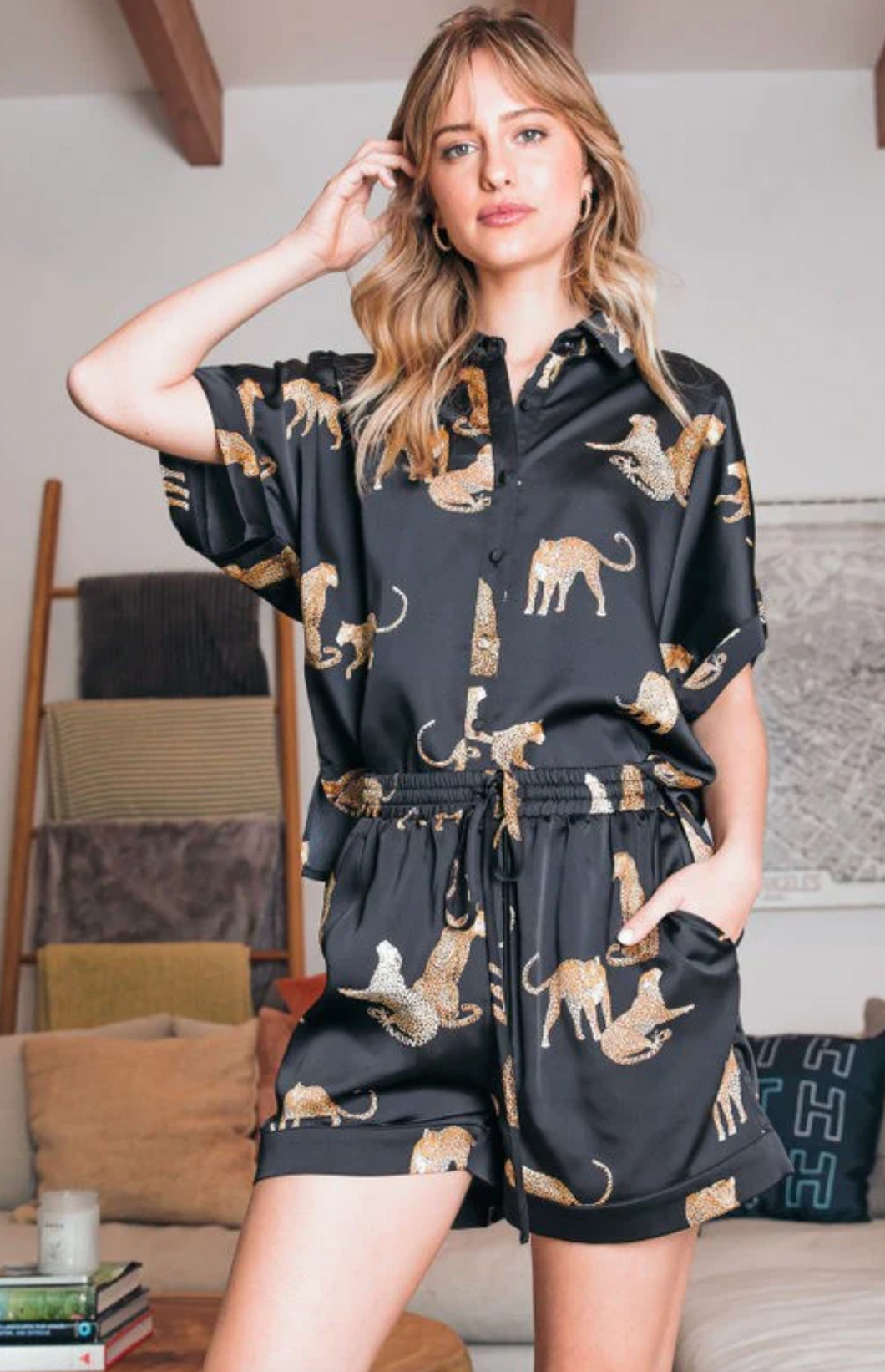 Cheetah Pajama Silk Set