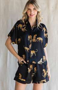 Cheetah Pajama Silk Set