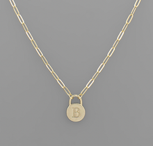 Load image into Gallery viewer, Padlock Initial Necklace