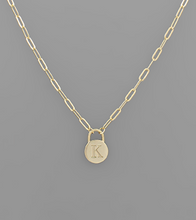 Load image into Gallery viewer, Padlock Initial Necklace